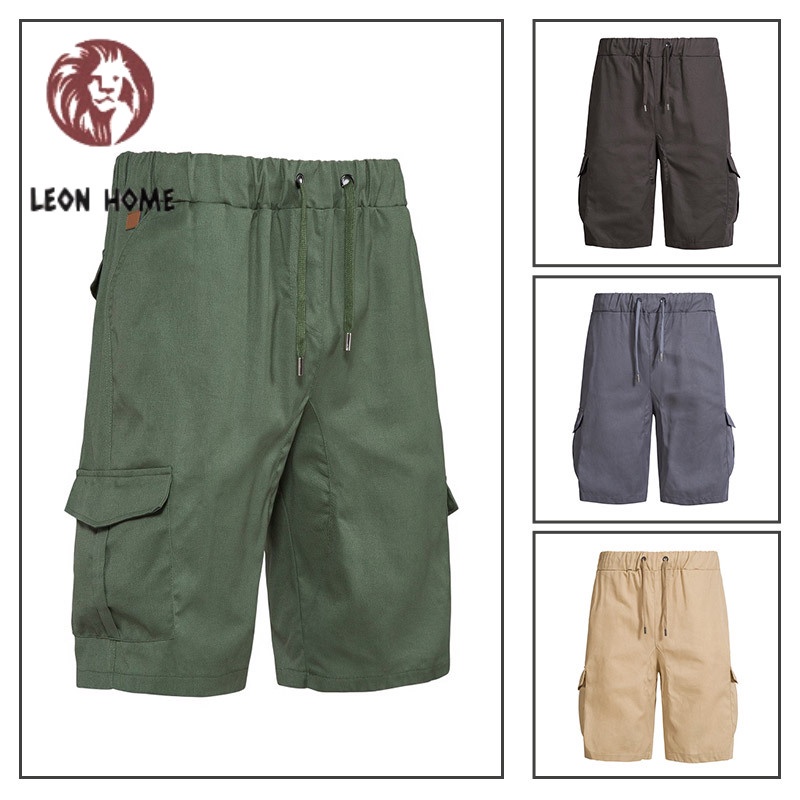 LEON HOME Quần Short Thể Thao Size Lớn Nhiều Túi Thời Trang Mới Cho Nam