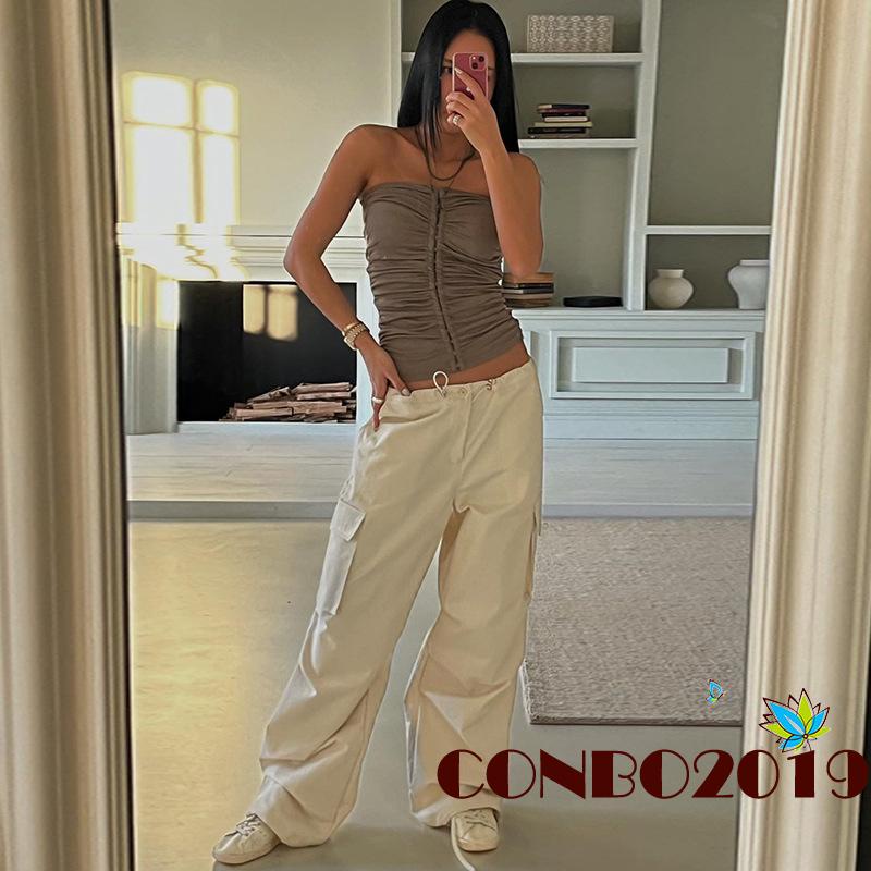 Hgm Áo Ống Dệt Kim Quấn Dây Hở Lưng Cắt Xoắn Phía Trước Cho Nữ