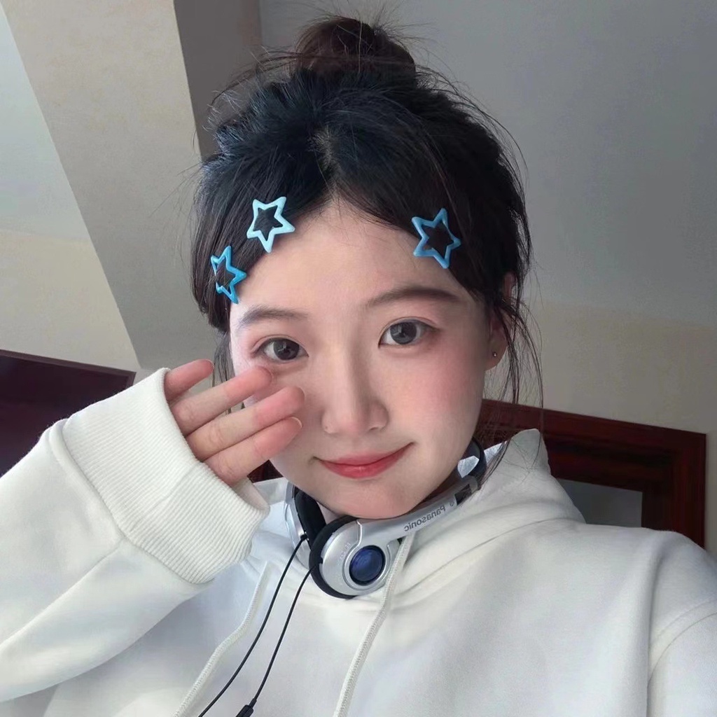 Ins Y2k Girls Blue Star Pair Clip Pink Pentagram Bb Clip Clip Broken Hair Vitality Girl Hair Clip Princess Banger Hair Pins