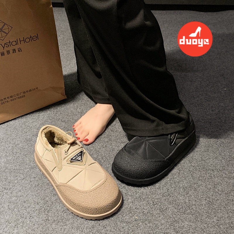 Duoya Giày Lười Lót Bông Dày Dặn Giữ Ấm Mùa Đông Phong Cách Mới 2022 Cho Nữ
