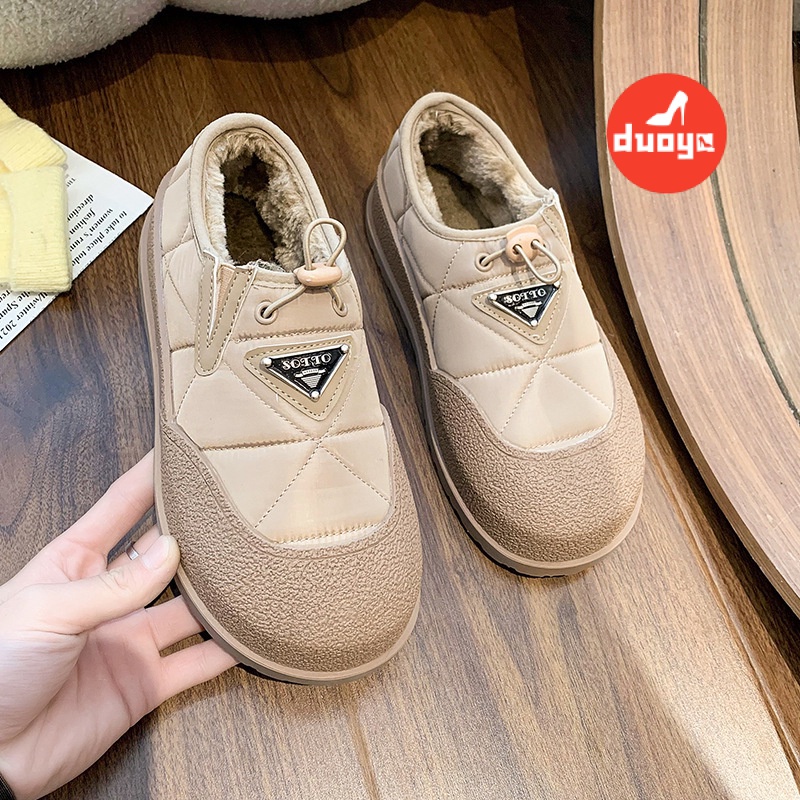 Duoya Giày Lười Lót Bông Dày Dặn Giữ Ấm Mùa Đông Phong Cách Mới 2022 Cho Nữ