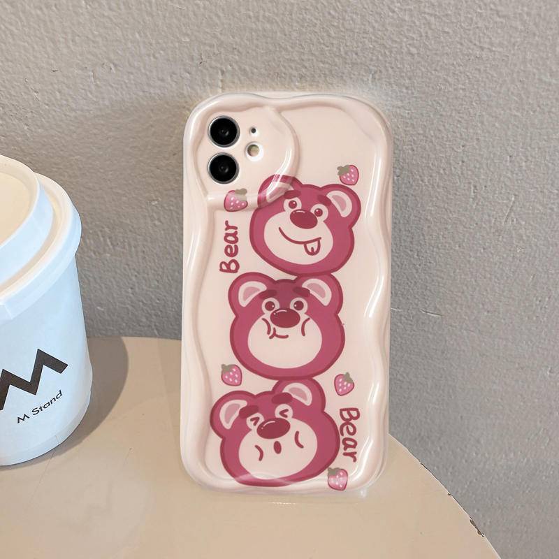 Ốp lưng Gấu dâu tây Vivo Y16 Y02 Y22 Y21 Y20 Y35 Y15A Y21T Y33T Y20 Y20i Y20S Y17 Y15 Y12 Y19 Y50 Y75 S1 V25 V20 Ốp Điện Thoại Case