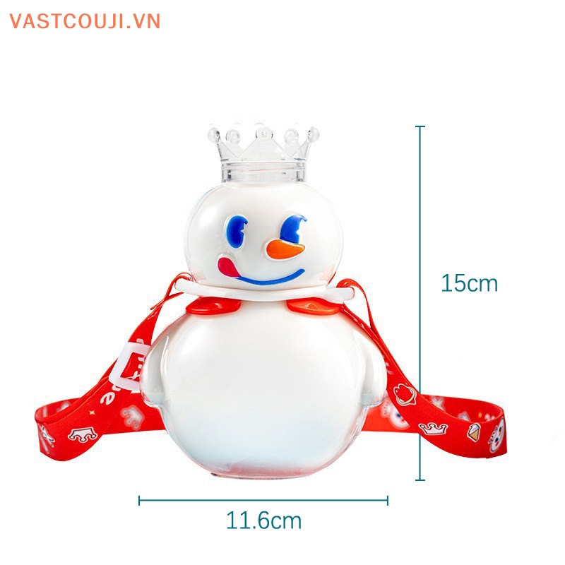 Bình Nước 700ml Có Ống Hút Họa Tiết Người Tuyết Dễ Thương Cho Bé