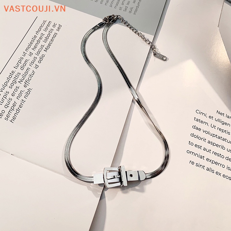 Vòng Cổ Choker Dây Xích Bằng Thép Titan Phong Cách Hiphop Tối Giản Gợi Cảm