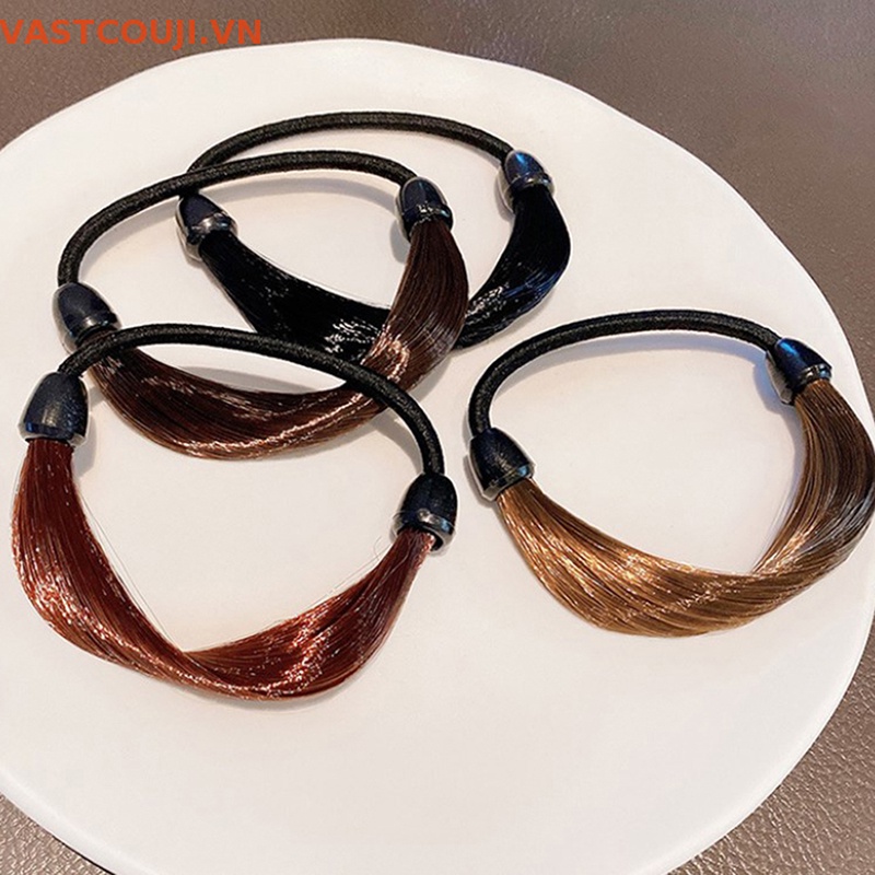 Dây Buộc Tóc Đuôi Heo Gắn Tóc Giả Bằng Cao Su Phong Cách Hàn Quốc Thời Trang Cho Nữ
