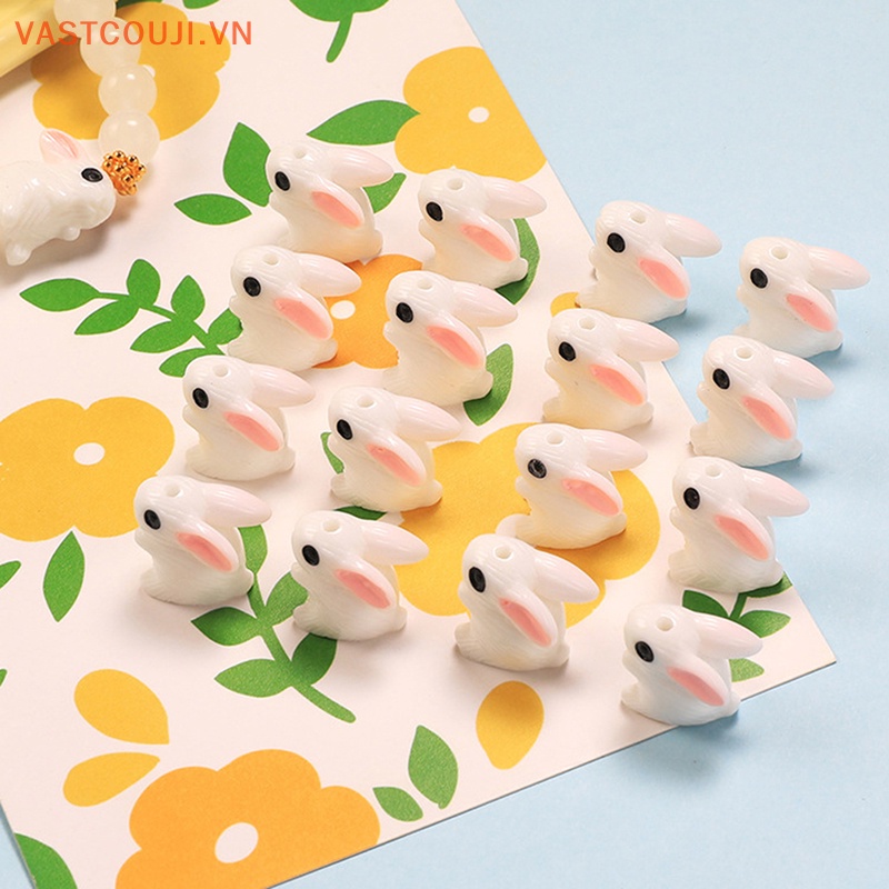 Chuỗi Hạt Gốm Trắng Hình Thỏ Hoạt Hình Dùng Làm Trang Sức Thủ Công