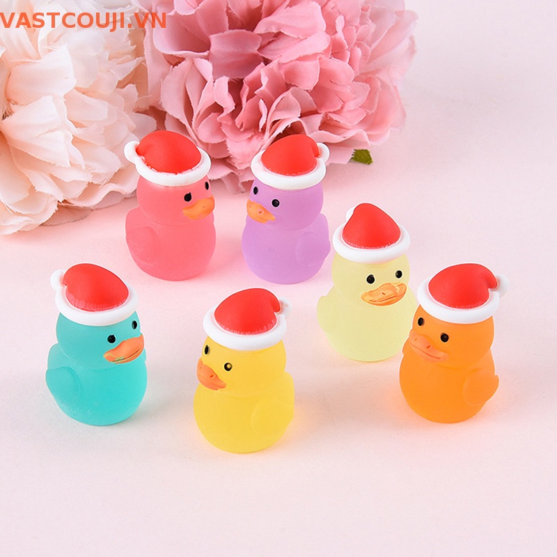 Set 2 Vịt Dạ Quang Bằng Nhựa Resin Dễ Thương Dùng Trang Trí Giáng Sinh Diy