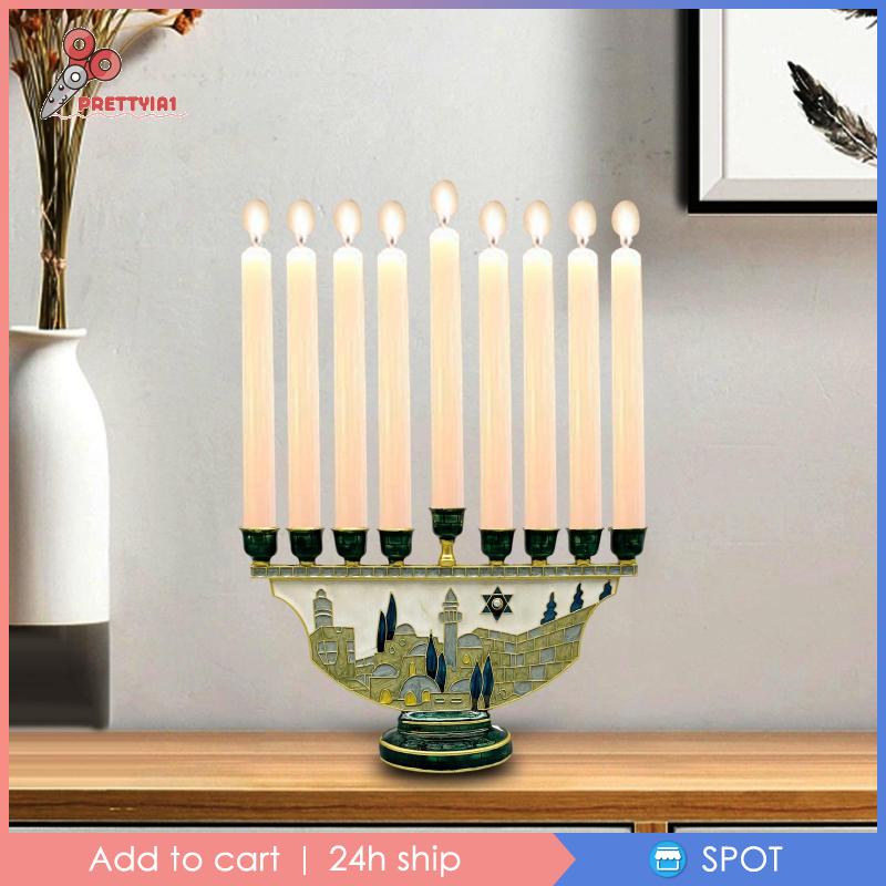 [Prettyia1] 9 Nhánh Nến Menorah Trang Trí Candelabras Mantel Hanukkah