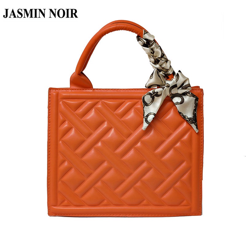 Túi Xách JASMIN NOIR Tote Hộp Nhỏ Hai Dây Đeo Khăn Choàng Kẻ Sọc Caro Thời Trang Thường Ngày Cho Nữ