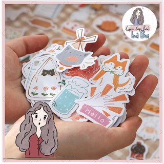 Gói 60 pcs stickers vẽ tay dễ thương dùng để trang trí DiY