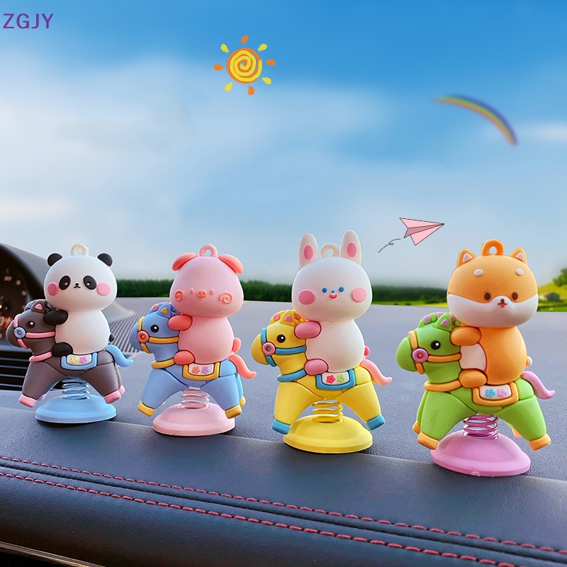 1 Búp Bê Lắc Đầu Hình Thỏ Gấu Hoạt Hình Trang Trí Bảng Điều Khiển Xe Hơi Mới