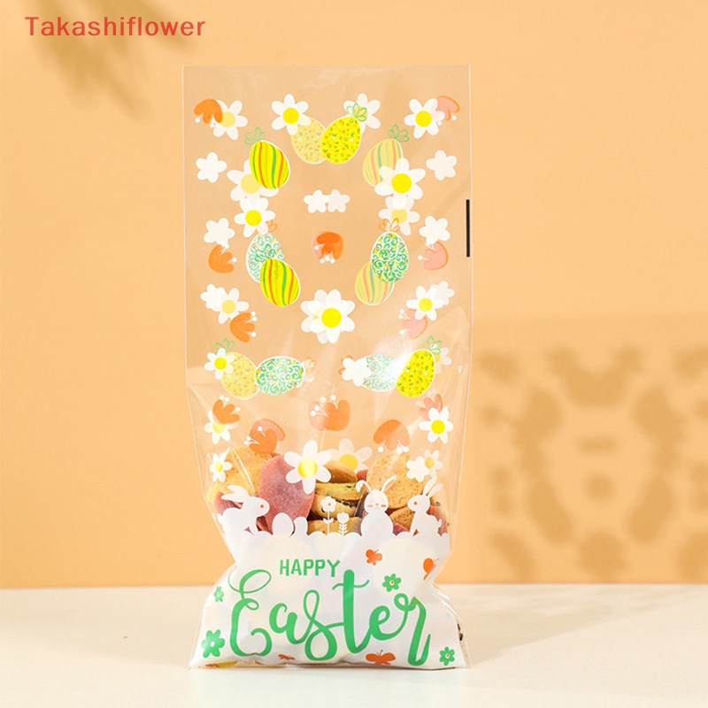 Set 50 Túi Nhựa Đựng Kẹo Có Dây Buộc Hình Thỏ Dễ Thương