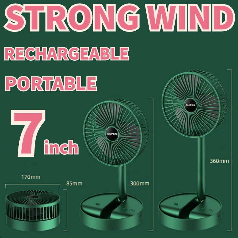 [2023 Mới] Quạt Cầm Tay Mini,Quạt Tích Điện Để Bàn Gấp Gọn Super Có Thể Điều Chỉnh Độ Cao , 3 Tốc Độ Gió, Cổng Sạc USB Xoay 180 Độ Siêu Tiện Lợi