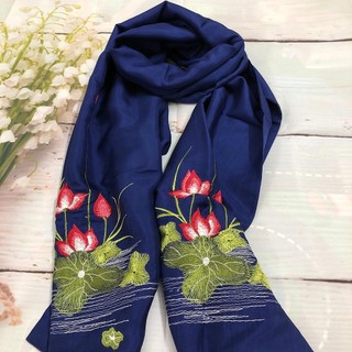 Khăn thêu tay Lụa Tơ Tằm cao cấp, 100% silk