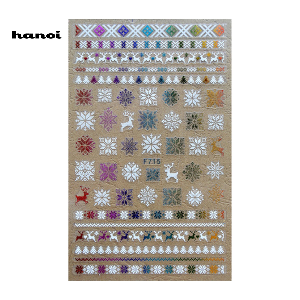 1 Tờ Miếng Dán Móng Tay 3D Chủ Đề Giáng Sinh Nhiều Màu Sắc An Toàn Nhỏ Gọn Dành Cho Nữ