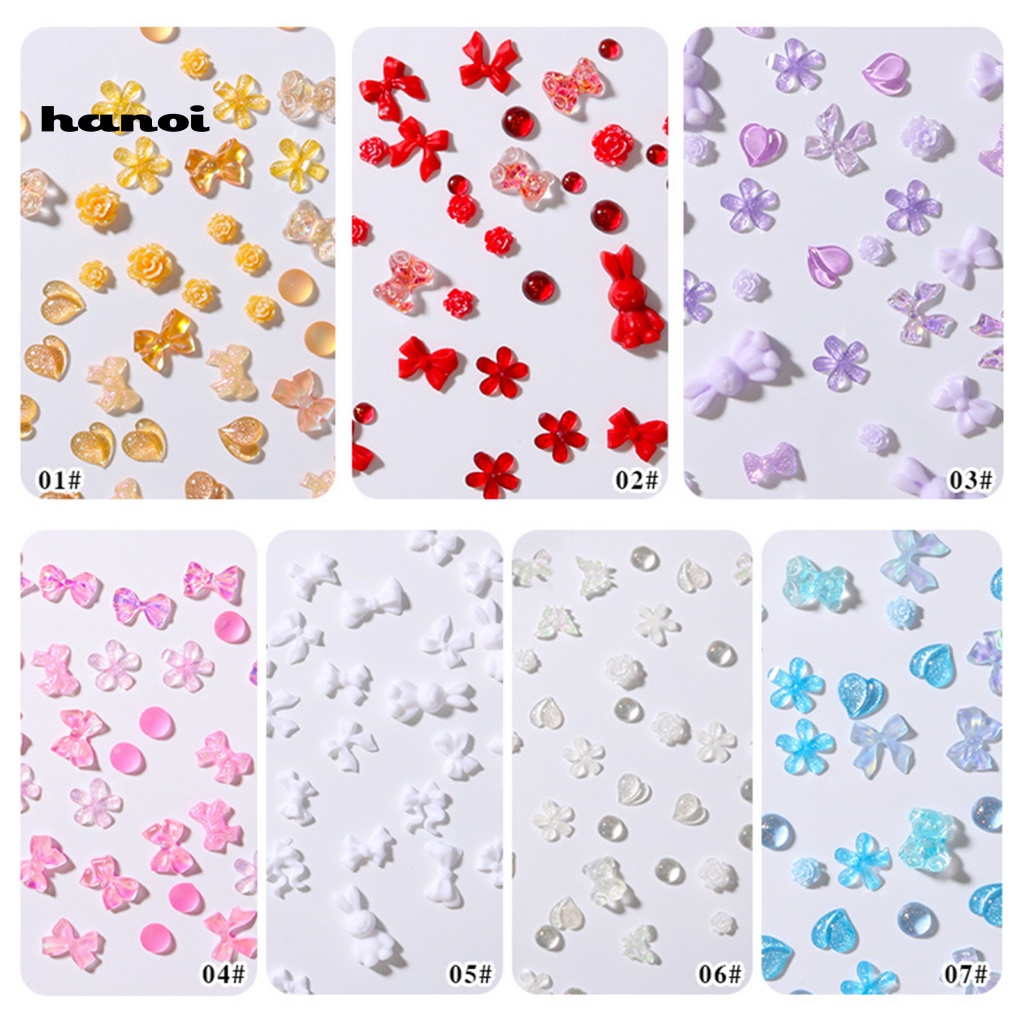 1 Hộp Phụ Kiện Trang Trí Móng Tạo Hiệu Ứng 3D Hình Nơ Xinh Xắn