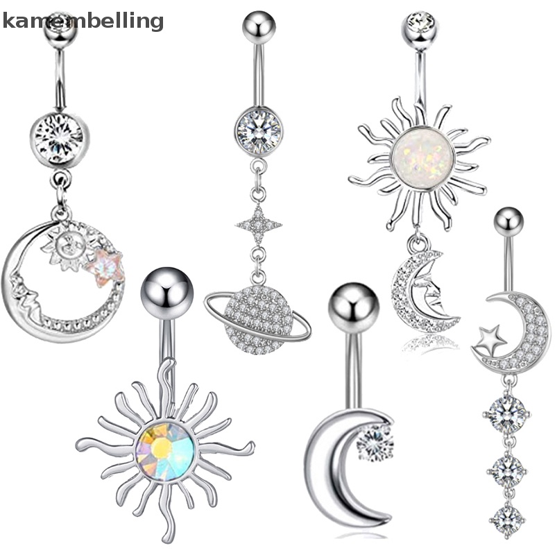 Kamembelling Khuyên Rốn Đính Đá Zircon Hình Mặt Trăng Hành Tinh Thời Trang Cho Nữ