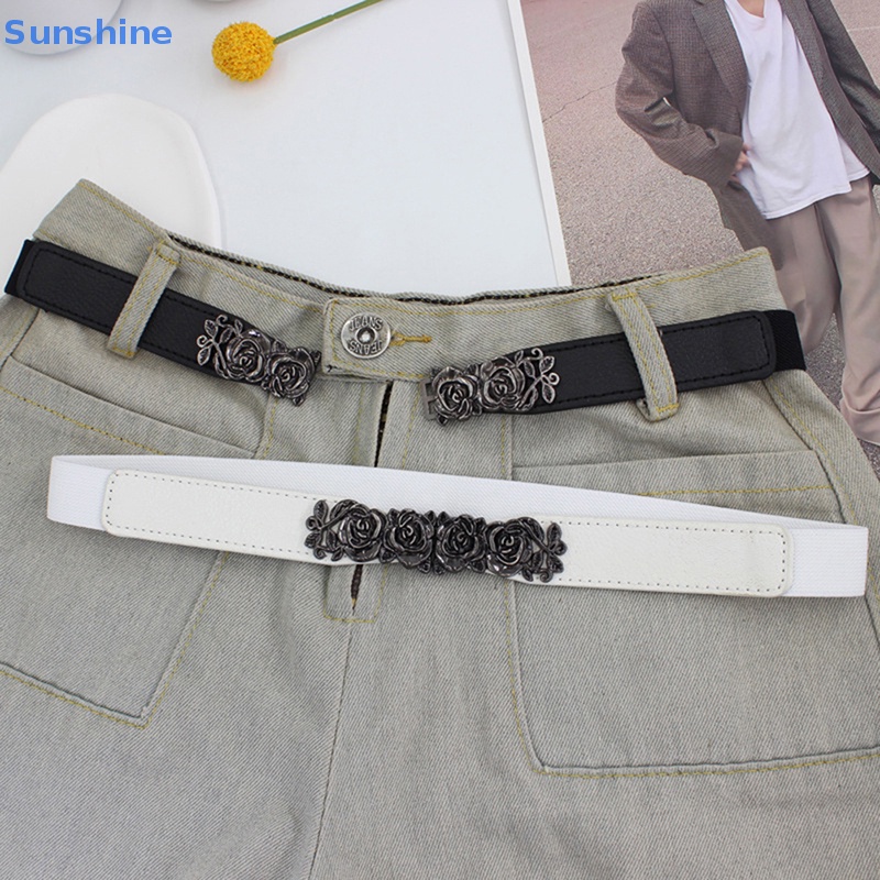 Thắt Lưng Bản Rộng Khóa Hoa Hồng Phong Cách Vintage Thời Trang Mùa Hè Cho Nữ