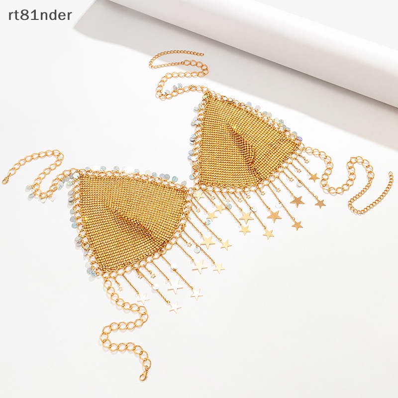 Rt Áo Croptop Dây Xích Đính Kim Cương Giả Tua Rua Hở Lưng Gợi Cảm Cho Nữ