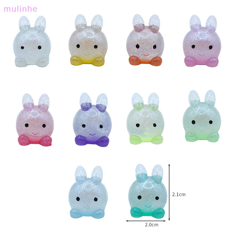 Mulinhe Set 2 Đồ Chơi Thỏ Hoạt Hình Phát Sáng Trang Trí Tiểu Cảnh