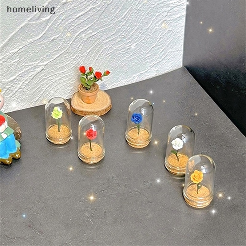 1 Mô Hình Hoa Hồng Nhỏ Bằng Kính Trang Trí Nhà Búp Bê