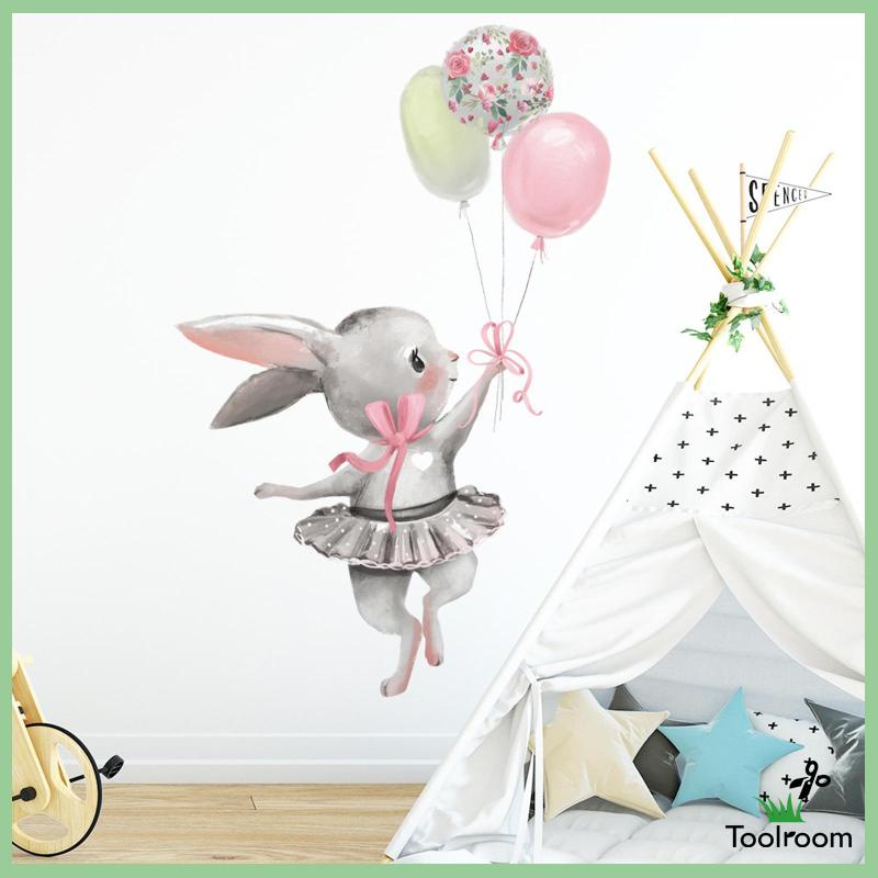 Giấy Dán Tường Hình Thỏ Múa Ba Lê Trang Trí Phòng Bé