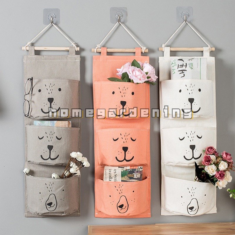 Túi Vải Treo Tường 3 Ngăn Đựng Đồ Dễ Thương