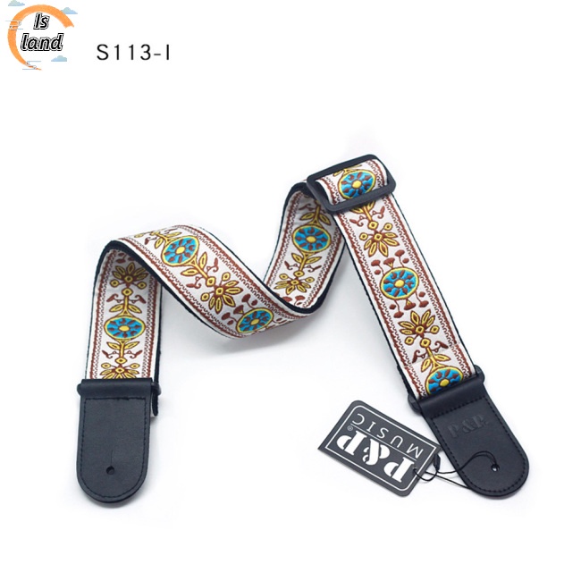 Dây Đai Jacquard Bằng Da Thêu Họa Tiết Có Thể Điều Chỉnh Cho Đàn Guitar Bass Acoustic Electric Guitar