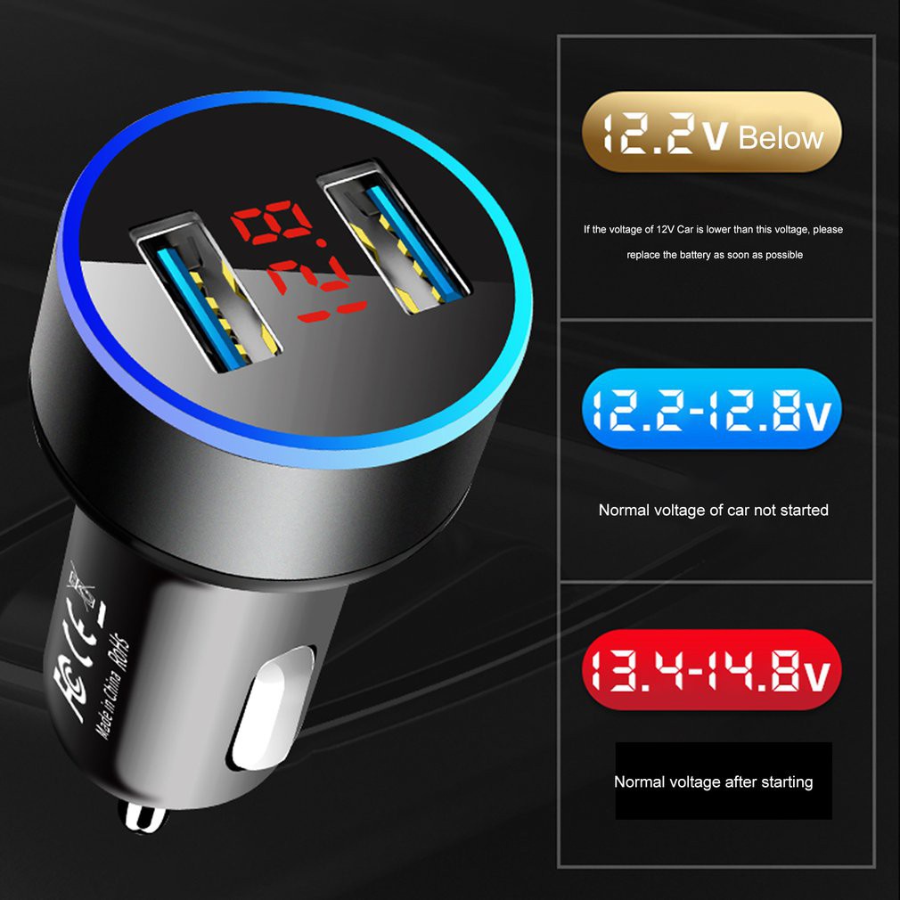 New3.1a kép USB Car Charger với LED hiển thị phổ điện thoại di động Bộ sạc cho xe sạc Adapter cloud1