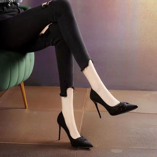 Giày Cao Gót Mũi Nhọn Thiết Kế Mới Mỏng Thời Trang Theo Phong Cách Pháp Cho Nữ