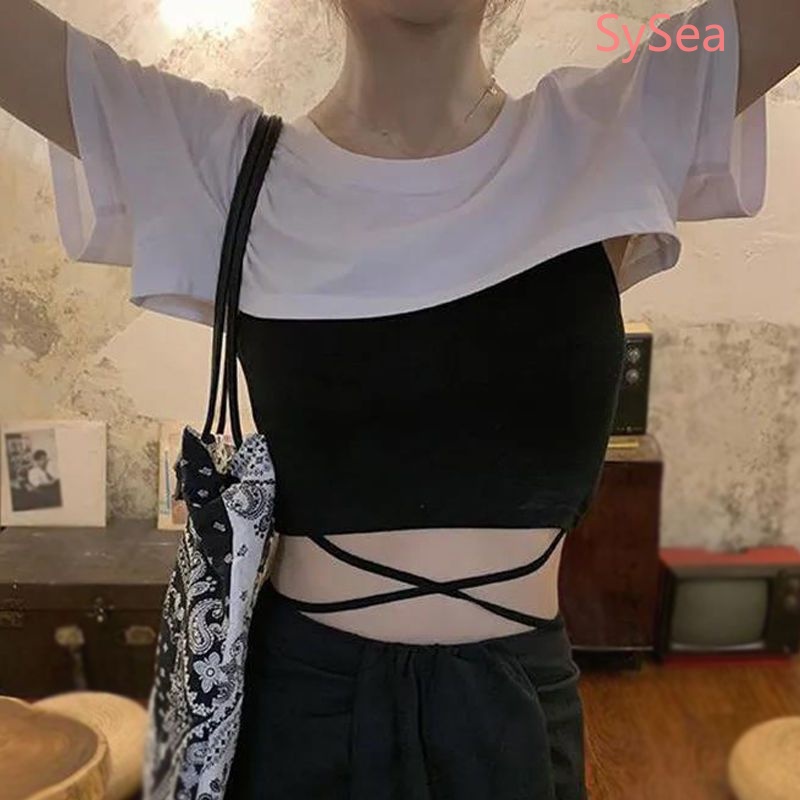 Áo Croptop Ngắn Tay Thời Trang Mùa Hè Hàn Quốc Dành Cho Nữ