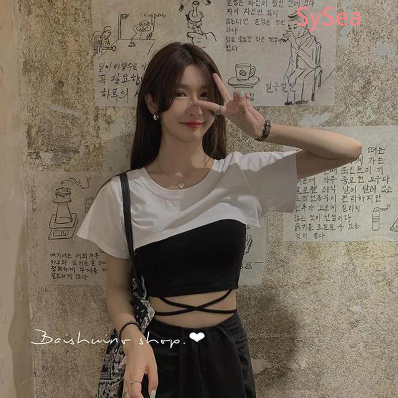 Áo Croptop Ngắn Tay Thời Trang Mùa Hè Hàn Quốc Dành Cho Nữ