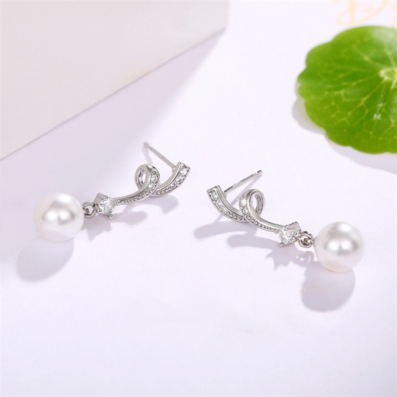 Ygt Bông Tai Bạc Dáng Dài Đính Ngọc Trai Giả Thanh Lịch Thời Trang Cho Cô Dâu