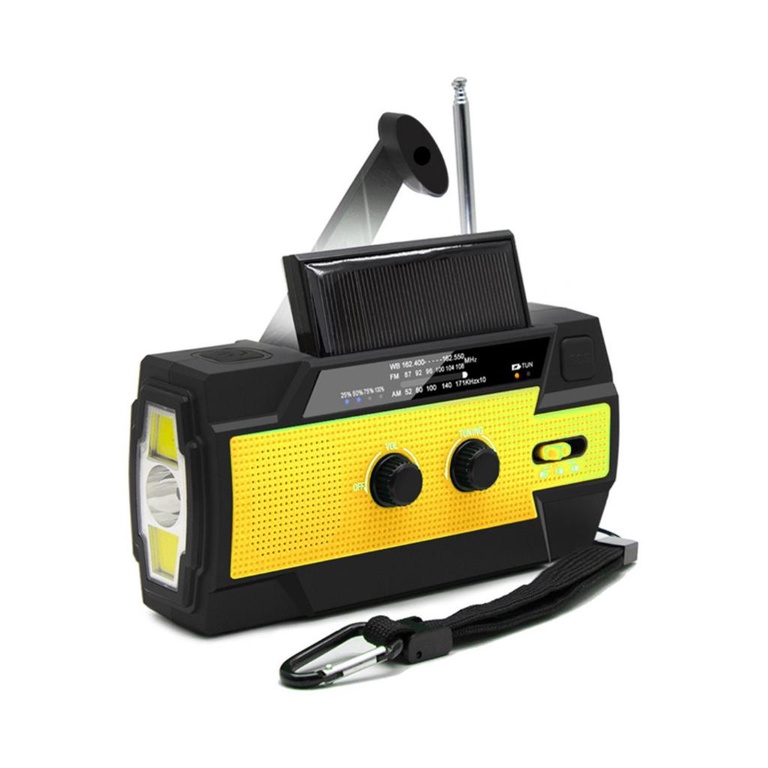 4000Mah Emergency Radio Large Capacity Solar Digital Weather Portable Hand Crank Rechargeable With Flashlight Radios [Q/8]