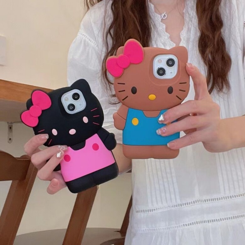 Ốp Điện Thoại Silicon Hình Mèo Kitty 3D Cho iPhone 14 Pro Max 13Pro Max Plus 14 13 11 Pro Max 8 7 6 6s Plus SE 2020 2022