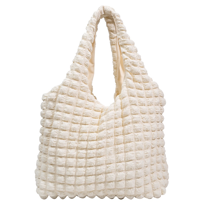 Carlyning style cozy soft M Túi Tote Đeo Vai Xếp Ly Bánh Waffle Thời Trang Hàn Quốc Mới Với Lưới Bong Bóng Phổ Biến
