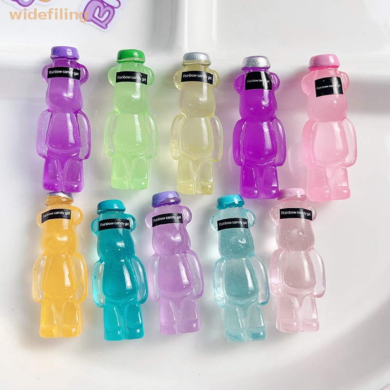 Bộ 5 Phụ Kiện Trang Trí Điện Thoại Hình Gấu Dạ Quang Bằng Nhựa Resin DIY