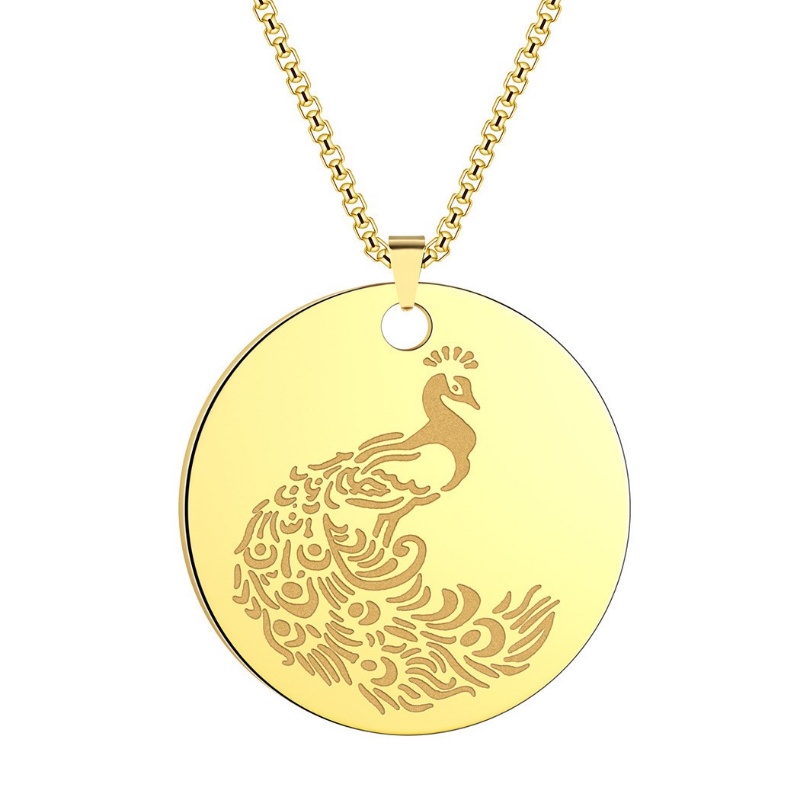 Vòng cổ Bằng Thép Titan Không Gỉ Mặt Hình Chim Công Phong Cách Bohemian Thời Trang Cho Nam Và Nữ