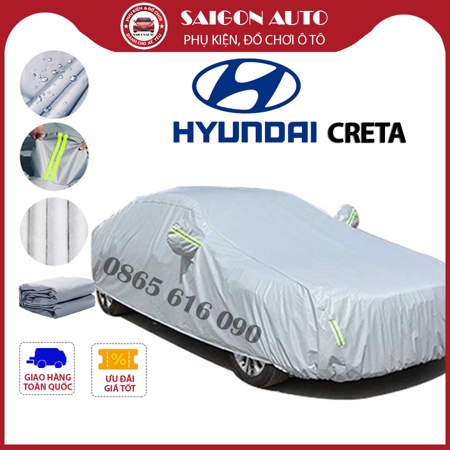 [CRETA] Bạt trùm xe ô tô Hyundai Creta vải dù oxford cao cấp , áo bạt phủ trùm che kín che nắng, che mưa