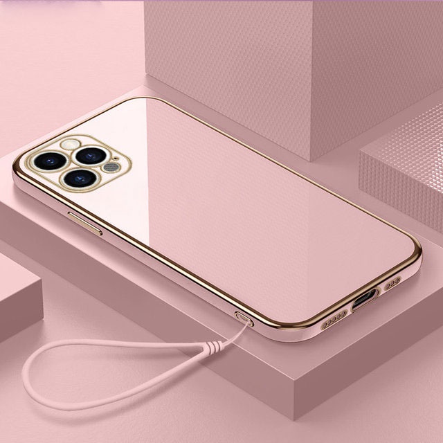 Ốp Điện Thoại Silicon Mềm Mạ Điện Có Dây Đeo Cho Iphone X XR XS Max 6 6s 7 8 Plus