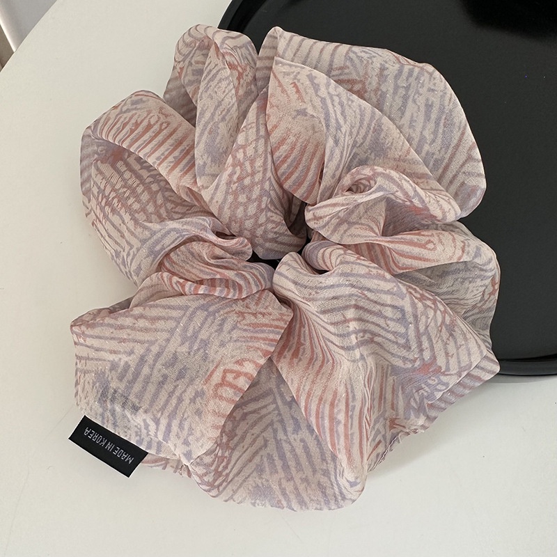 Dây Buộc Tóc Cao Su Bọc Da Họa Tiết Kẻ Sọc Lưới Thời Trang Pháp Cao Cấp