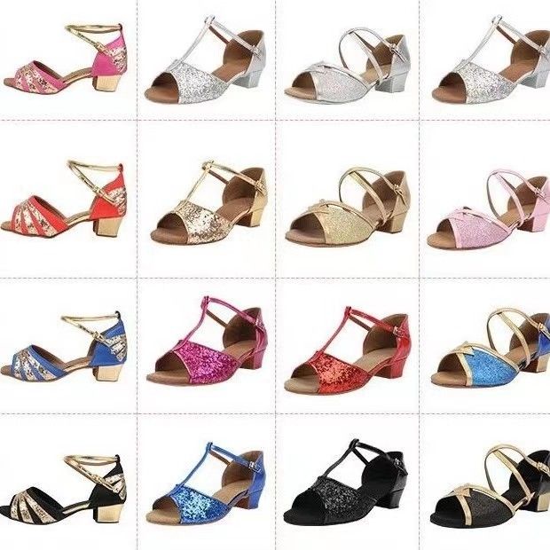 Giày Khiêu Vũ Latin Đế Mềm Gót Vừa Dành Cho Bé Gái