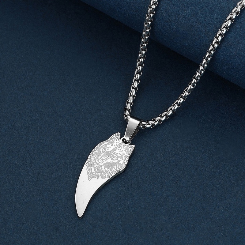 Vòng cổ Mặt Sói Cướp Biển Bằng Thép Không Gỉ Phong Cách Hip Hop Cho Nam