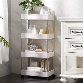 Kitchen shelf bathroom toilet plastic storage and finishing rack movable slit rack with wheels storage rack NUCP
