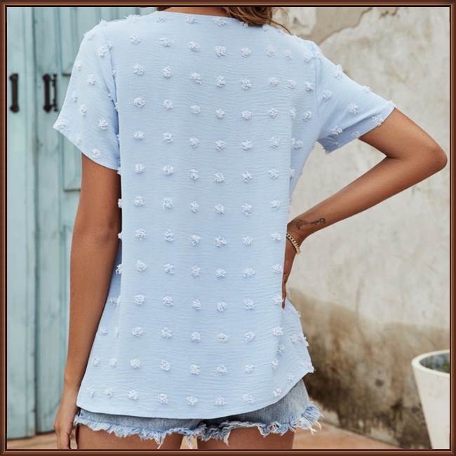 Áo Sơ Mi Chiffon Tay Ngắn Cổ Chữ V Màu Sắc Thanh Lịch Dành Cho Nữ