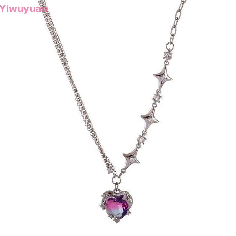 < Yiwuyuan > Vòng cổ Mặt Hình Trái Tim Pha Lê Thời Trang Hàn Quốc Cá Tính Dành Cho Thanh Thiếu Niên Y2k