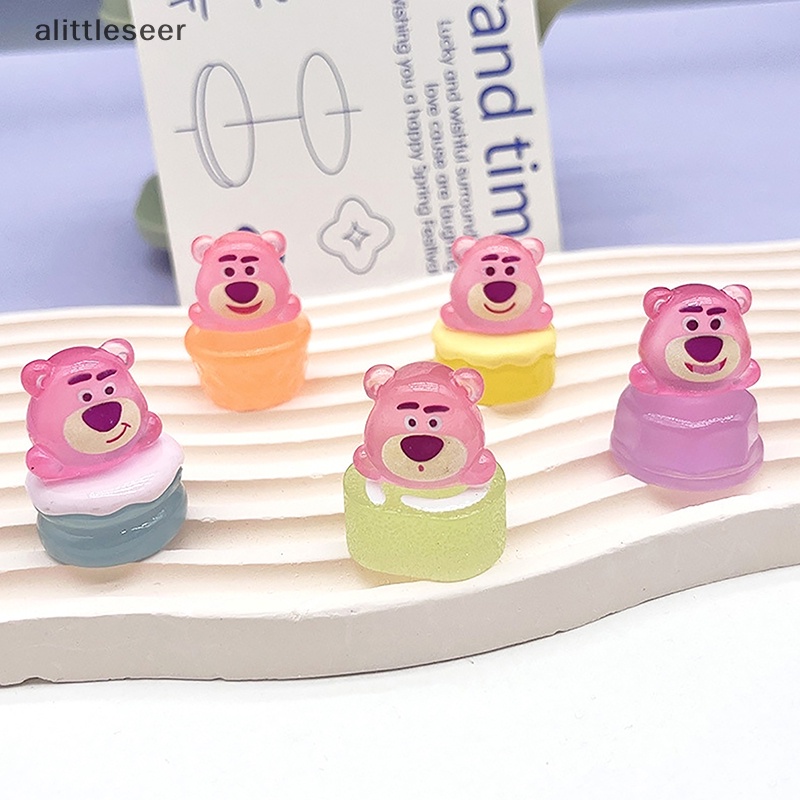 1 Đồ trang trí Gấu Dâu Tây Hoạt Hình Mini Phát Sáng Dùng Trang Trí Tiểu Cảnh