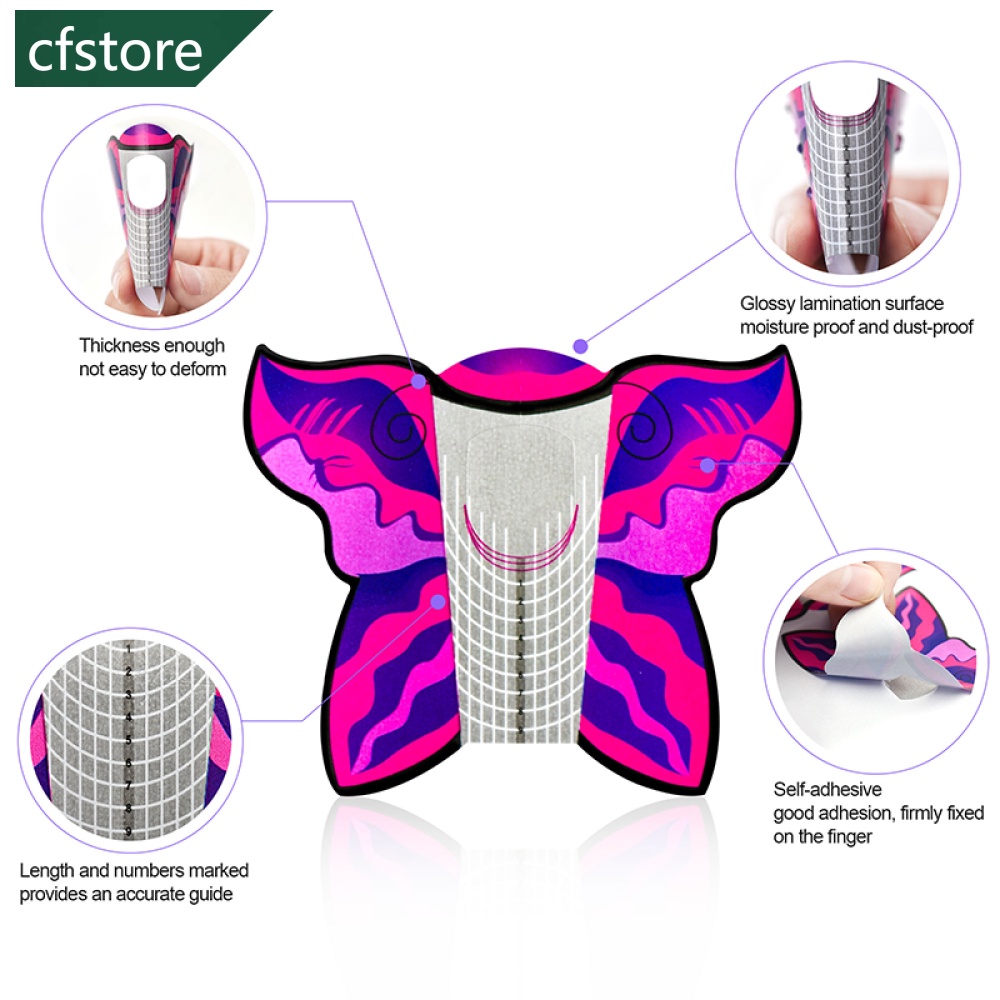 Bộ 100 Miếng Dán Nối Dài Móng Tay Tự Dính I3Z5 Bằng Acrylic In Họa Tiết Bướm DIY