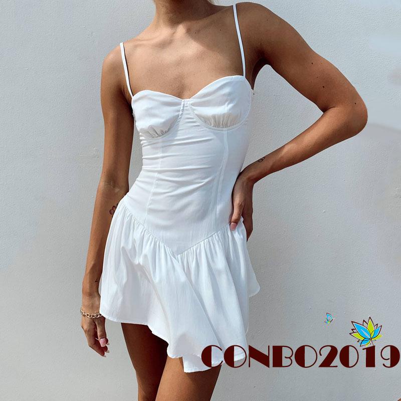 Đầm Hai Dây Hở Lưng Thiết Kế Độc Đáo Thời Trang Mùa Hè Quyến Rũ Cho Nữ