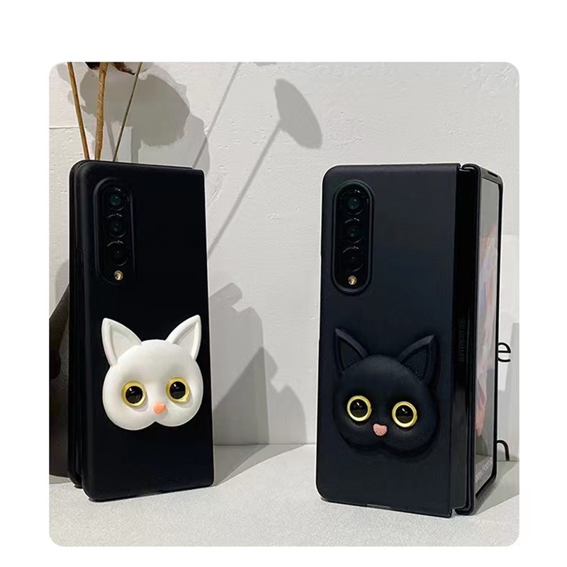 Thời Trang Ốp Điện Thoại Cứng Mặt Nhám In Hình Mèo Hoạt Hình Dễ Thương Cho samsung galaxy z fold 5 4 3 fold5 fold4 5g